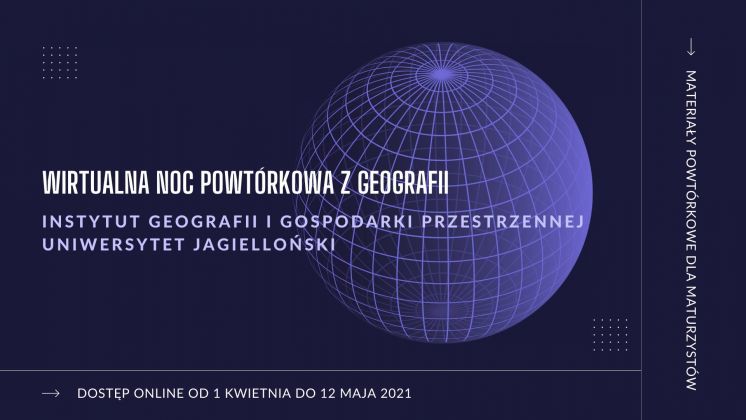 Plakat akcji &quot;Wirtualna Noc Powtórkowa z Geografii&quot;