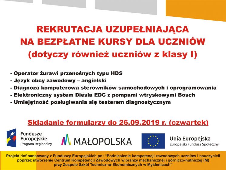 OSTATNIE WOLNE MIEJSCA NA BEZPŁATNE KURSY